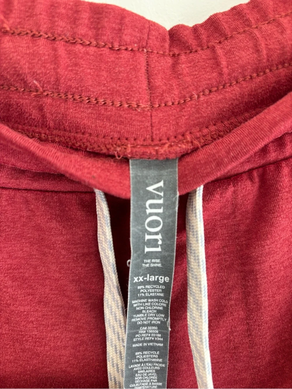 Vuori Men's Red Athletic Shorts with White Drawstring